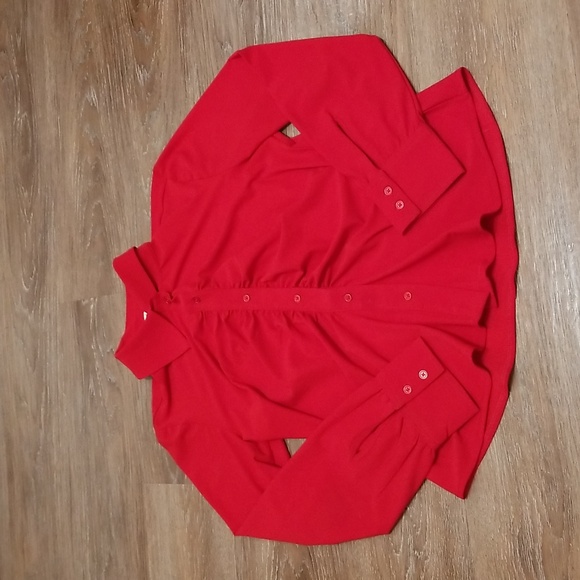 Ricki's Tops - (L) Ricki's Solid Color Ruched Retro Victorian Button Down Shirt Academia